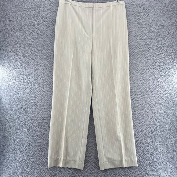 Tahari Suit Set Womens 12 Beige Pin Stripe Peak Lapel Pockets Office Career Work - Picture 10 of 16
